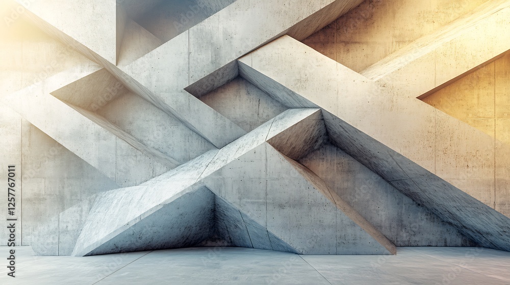 Abstract Concrete Structure Warm Light Geometric Design. AI Generated Abstract Concrete Structure Warm Light Geometric Design. AI Generated