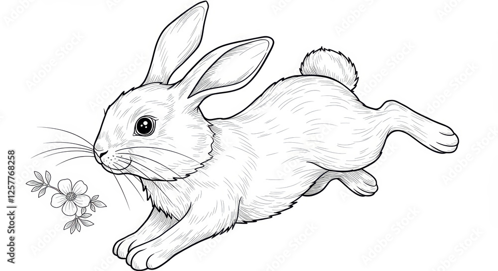 drawing of rabbit on a white background drawing of rabbit on a white background
