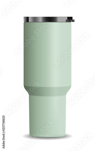 Tumbler bottle realistic mockup green color on white background for decoration