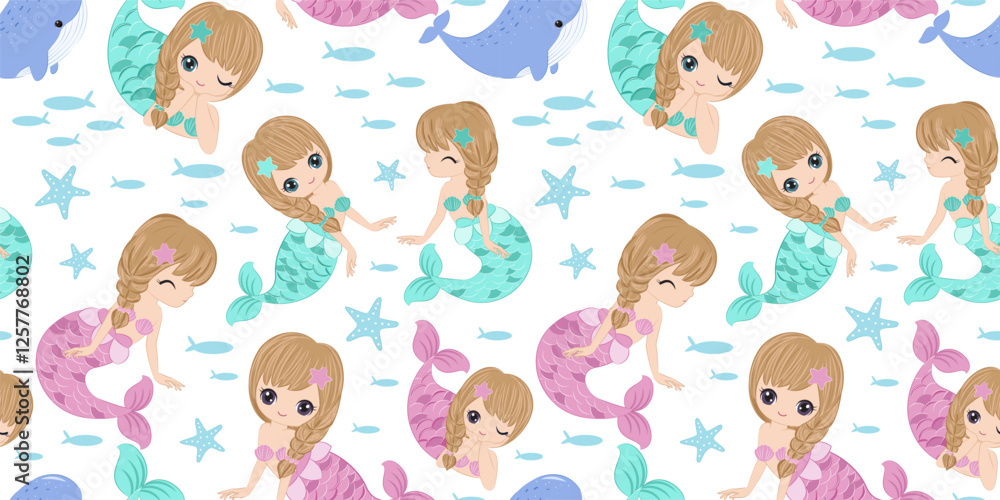Adorable and fun ocean life seamless pattern Adorable and fun ocean life seamless pattern