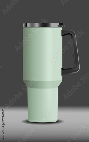 Tumbler bottle realistic mockup green color on dark background for decoration