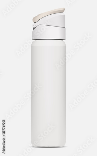 Tumbler bottle realistic mockup white color on white background for decoration