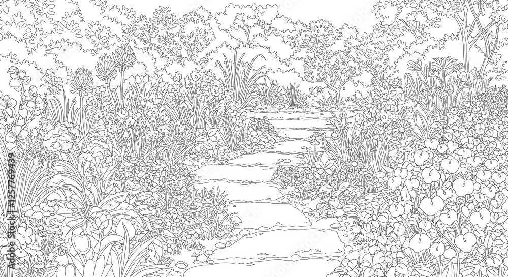 drawing of garden on a white background drawing of garden on a white background