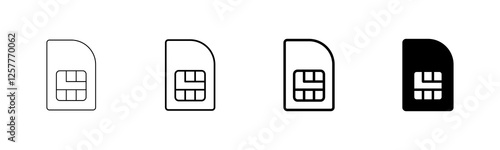 Sim card icon vector isolated on white background. Mobile sim icon. Mobile cellular phone sim card chip.