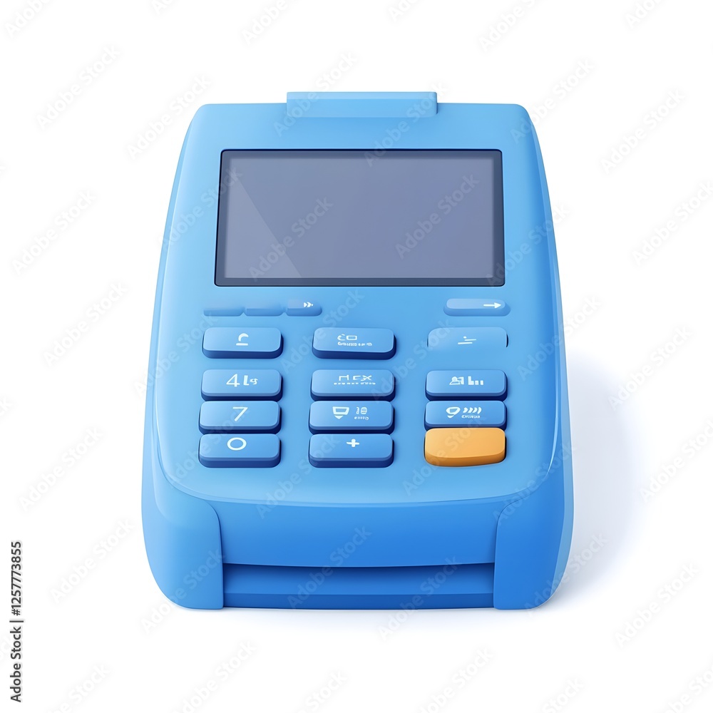 Blue Credit Card Terminal Isolated on White Blue Credit Card Terminal Isolated on White