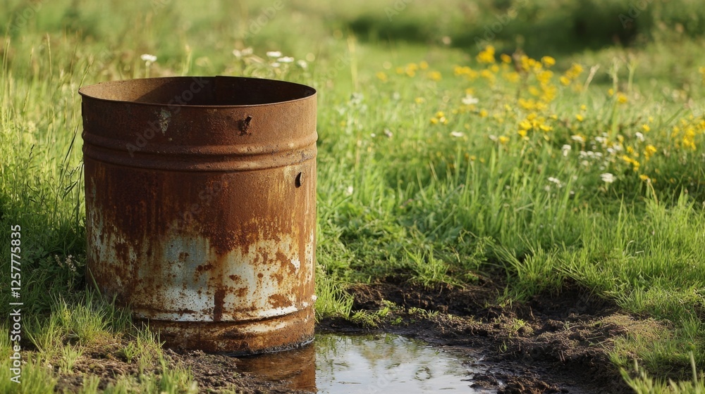 Rusty Metal Container in a Field Rusty Metal Container in a Field