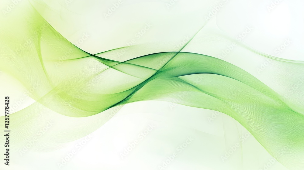 Abstract organic green light streaks on dark background, dynamic flowing lines wallpaper illustration. Abstract organic green light streaks on dark background, dynamic flowing lines wallpaper illustration.