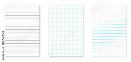 Obraz na płótnie lined paper sheets isolated on transparent white background