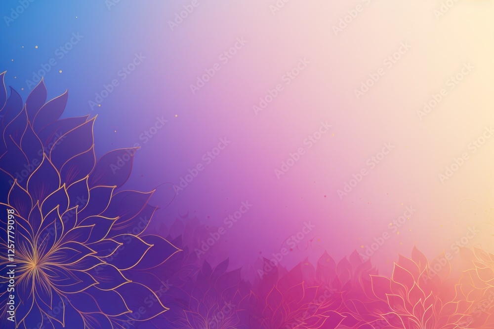Fototapeta premium Pastel Floral Gradient Background with Lotus Pattern