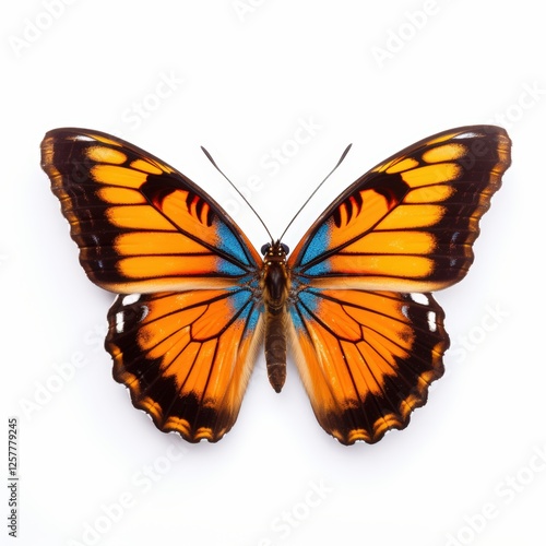 Isolated Orange and Blue Butterfly on White Background for Artistic or Educational Use