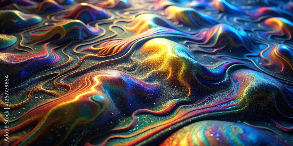 Obraz premium Aerial View Holographic Spray Paint Fabric Texture Art