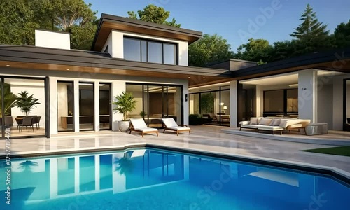 Wallpaper Mural Modern White House with Blue Pool and Lush Greenery Torontodigital.ca