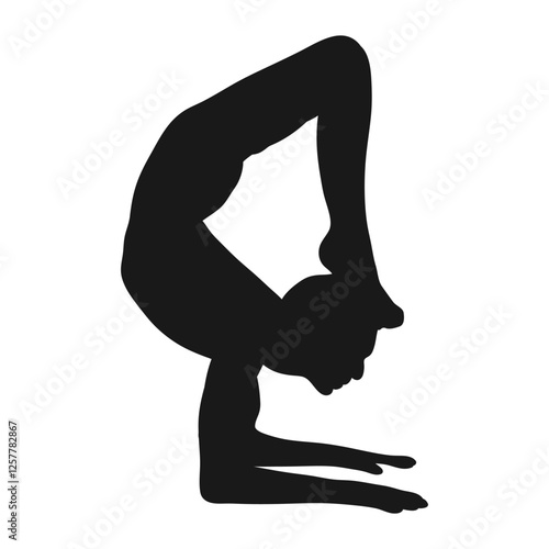 Yoga. Man. The silhouette of a man. Beautiful stretching, gymnastics. Handstand