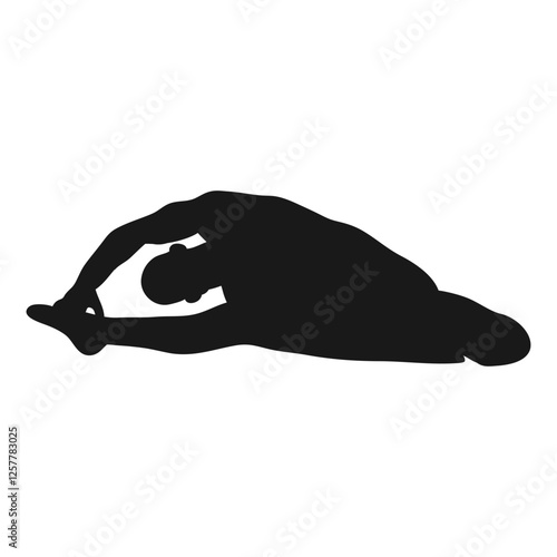 Yoga. Man. The silhouette of a man. Stretching the splits while sitting