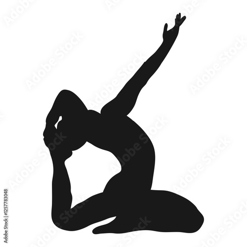 Yoga. Man. The silhouette of a man. Tilt back while sitting.To strengthen male strength