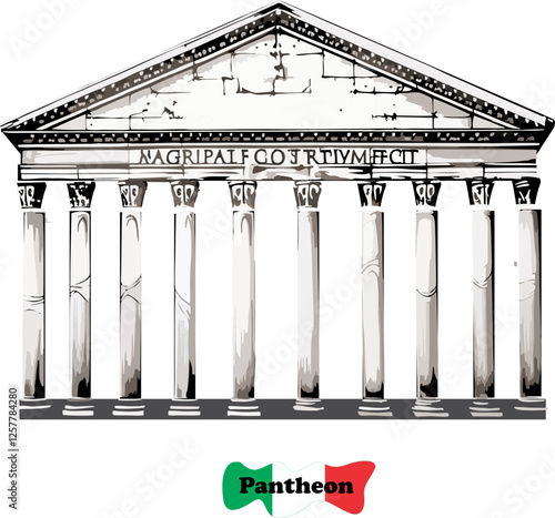 Pantheon icon italy rome vector illustration