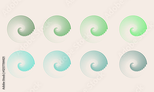 Circles spiraling towards the center in green colors.