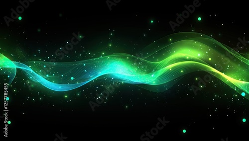 Abstract glowing waves on dark background (1) photo