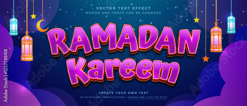 Ramadan Kareem text effect, eid mubarak graphic style