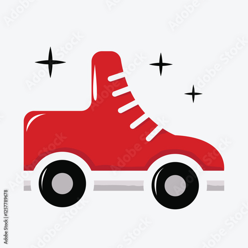 illustration of roller skates with fiery red color