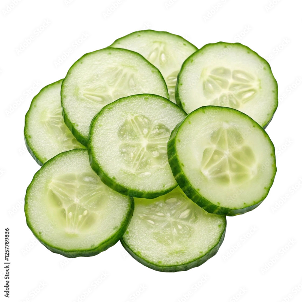 Slices of cucumber isolated on transparent background Generative Ai Slices of cucumber isolated on transparent background Generative Ai
