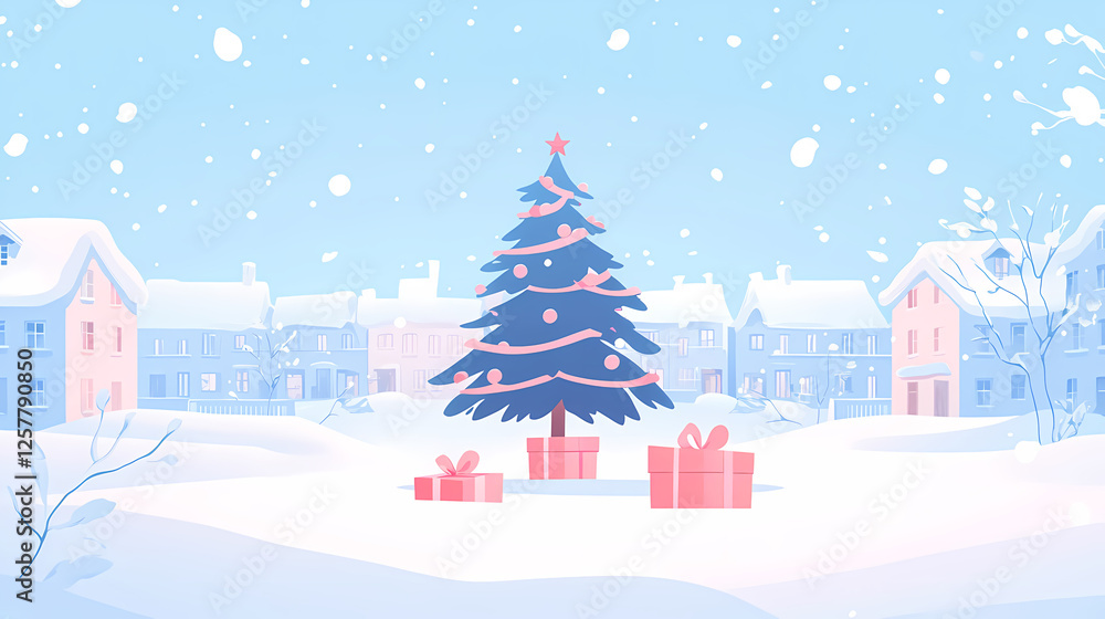 Obraz premium Christmas tree winter illustration