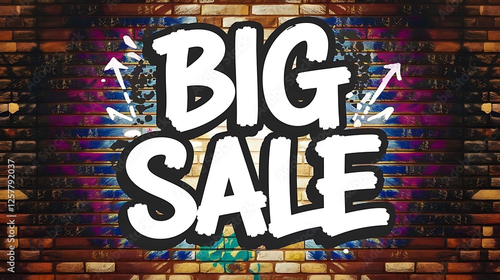 Fototapeta premium Big Sale Graffiti Art on Brick Wall