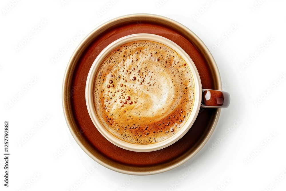 Cappuccino in white cup on saucer with cinnamon. Artificial intelligence image Cappuccino in white cup on saucer with cinnamon. Artificial intelligence image