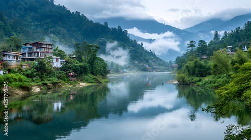 Lepcha Community Fishing by the River photo