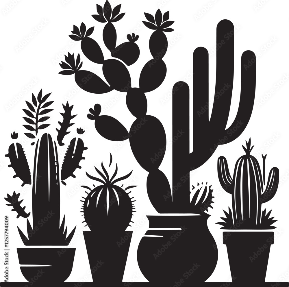 Fototapeta premium cactus design silhouette style isolated on white background.