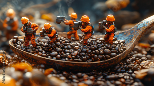 a spoon full of coffee beans photo