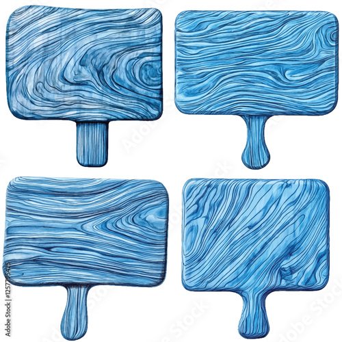 Wooden sign watercolor hand drawn set
