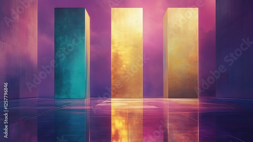 Wallpaper Mural Abstract Colorful Pillars Reflecting Vibrant Light. AI Generated Torontodigital.ca