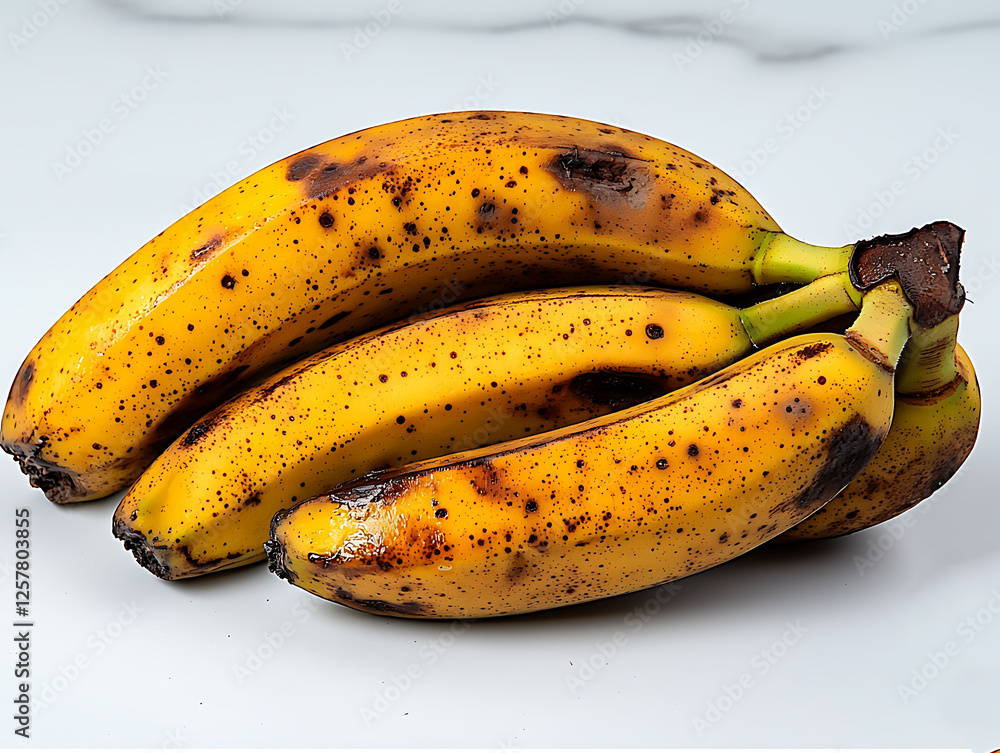 Overripe bananas with dark brown spots, clustered together on a white background. A striking image representing themes of aging, imperfection, and natural beauty. Overripe bananas with dark brown spots, clustered together on a white background. A striking image representing themes of aging, imperfection, and natural beauty.
