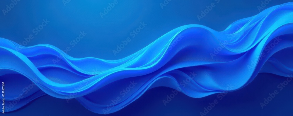 Obraz premium Vivid blue digital painting, flowing abstract shapes, creative, backdrop