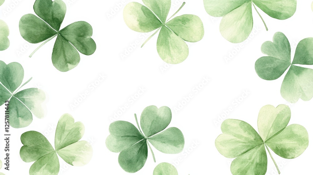 Watercolor clover isolated on white background, Lucky clover leaves with four leaf,Clover flowers background,Patricks day watercolor clipart,Spring flower pattern,St. Patrick s day seamless pattern. Watercolor clover isolated on white background, Lucky clover leaves with four leaf,Clover flowers background,Patricks day watercolor clipart,Spring flower pattern,St. Patrick s day seamless pattern.