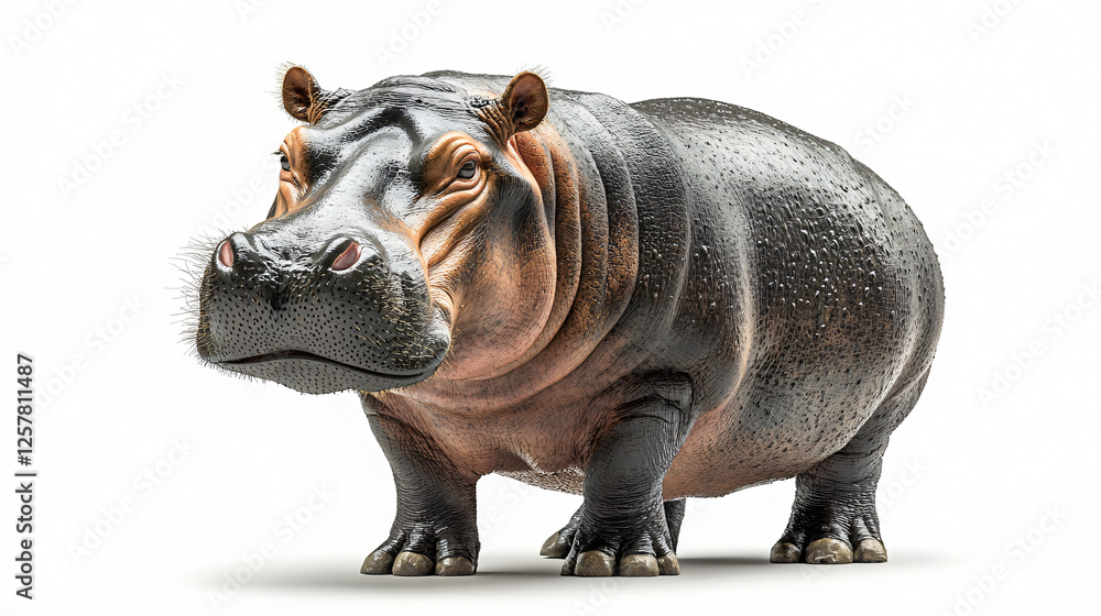 a hippo is standing on a white surface a hippo is standing on a white surface