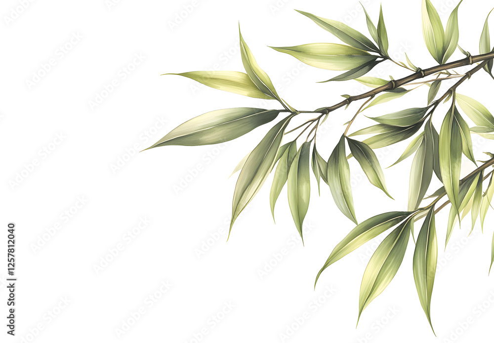 Obraz premium Watercolor bamboo, clipart on a white background, high resolution. 