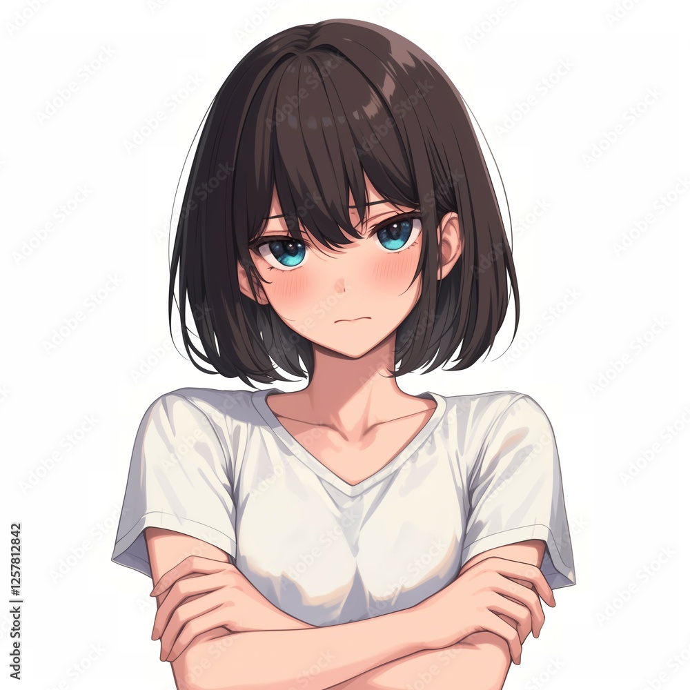 アニメ調の美少女の切り抜き用素材 アニメ調の美少女の切り抜き用素材