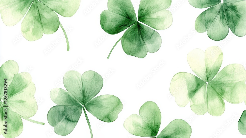 Watercolor clover isolated on white background, Lucky clover leaves with four leaf,Clover flowers background,Patricks day watercolor clipart,Spring flower pattern,St. Patrick s day seamless pattern. Watercolor clover isolated on white background, Lucky clover leaves with four leaf,Clover flowers background,Patricks day watercolor clipart,Spring flower pattern,St. Patrick s day seamless pattern.