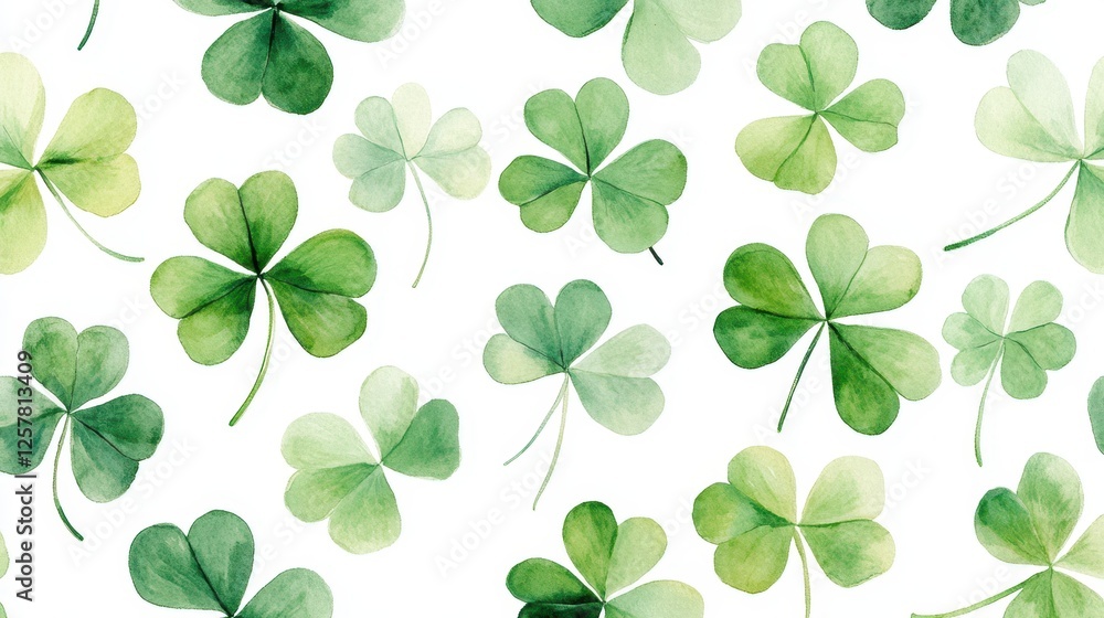 Watercolor clover isolated on white background, Lucky clover leaves with four leaf,Clover flowers background,Patricks day watercolor clipart,Spring flower pattern,St. Patrick s day seamless pattern. Watercolor clover isolated on white background, Lucky clover leaves with four leaf,Clover flowers background,Patricks day watercolor clipart,Spring flower pattern,St. Patrick s day seamless pattern.