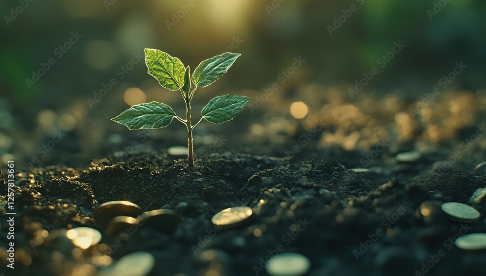 Seedling Growth: Investing in Nature's Future, Sprouting Sustainable Progress and Economic Growth, A Symbol of Renewal and Hope. Seedling Growth: Investing in Nature's Future, Sprouting Sustainable Progress and Economic Growth, A Symbol of Renewal and Hope.