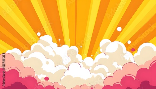 Cartoon clouds burst background photo