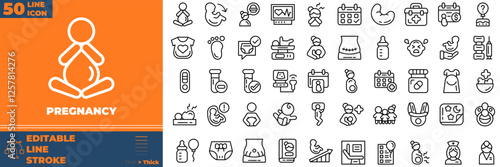 Pregnancy Line Editable Icons set. Vector illustration in modern thin line style of pregnancy icons: pregnancy, pregnant, birth, etc