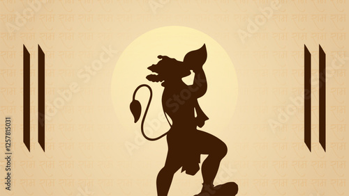 Happy Hanuman Jayanti Greeting, God Hanuman Background Design. A Hindu festival celebrated of lord hanuman birthday.  English Translation - Happy Hanuman jayanti
