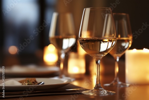 Elegant evening gathering with wine glasses and candles creating a warm atmosphere