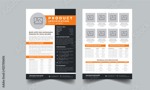Product Specification Data Sheet, Technical Data Sheet layout template With 2 Style design concept