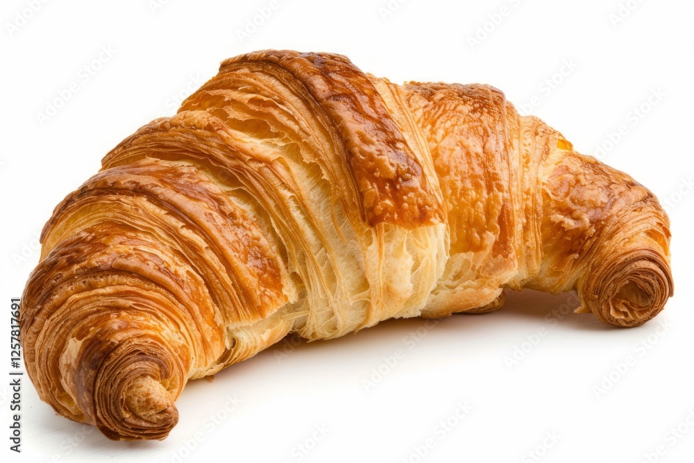 Golden croissant on white background. Neural network AI generated Golden croissant on white background. Neural network AI generated