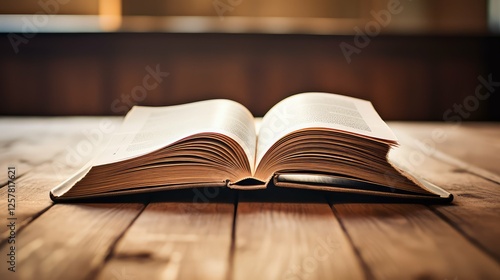 desk open book on wood photo