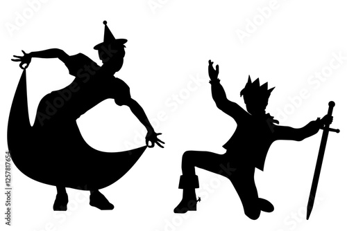 Children silhouettes. Children theater scenes. Vector illustration.